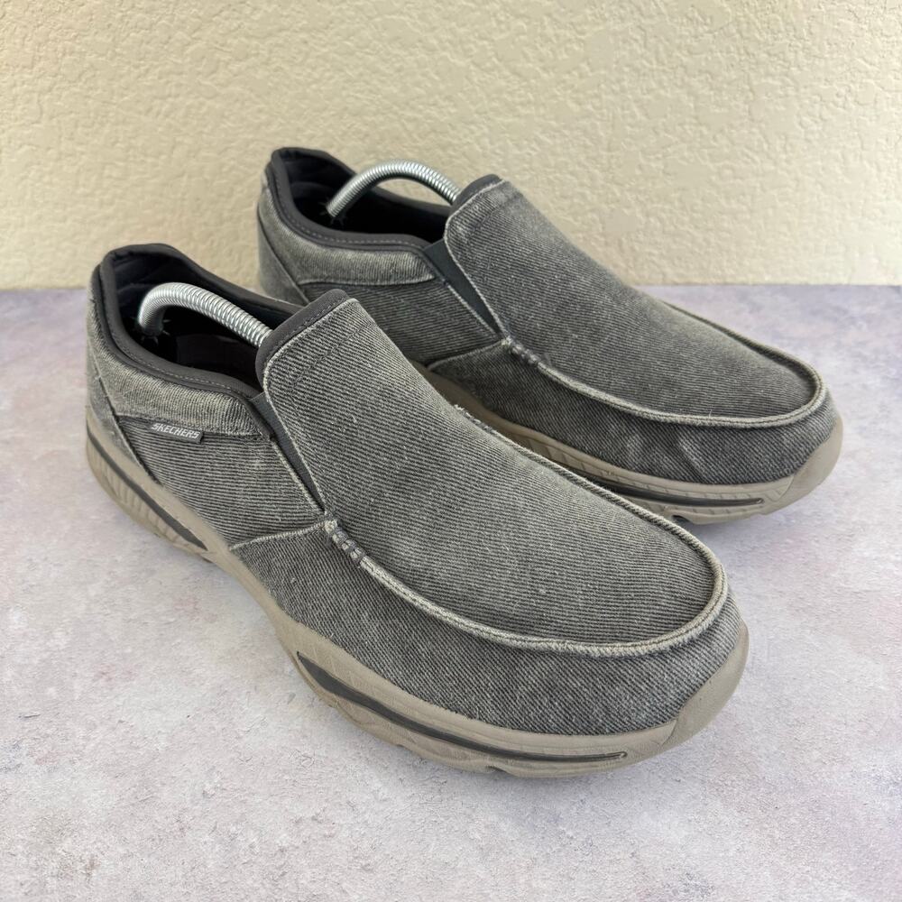 Skechers Men's Relaxed Fit Creston Moseco Charcoal Canvas Sz 12 X-Wide 65355EWW